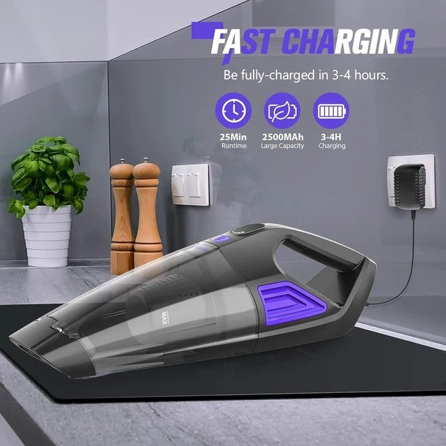 Alt view image 4 of 7 - ATONEP Handheld Vacuum Cordless Cleaner,Powerful Portable and Dust Buster Hand Vcauum Rechargeable with Large-Capacity Battery for CarPetOfficeHome (Purple)