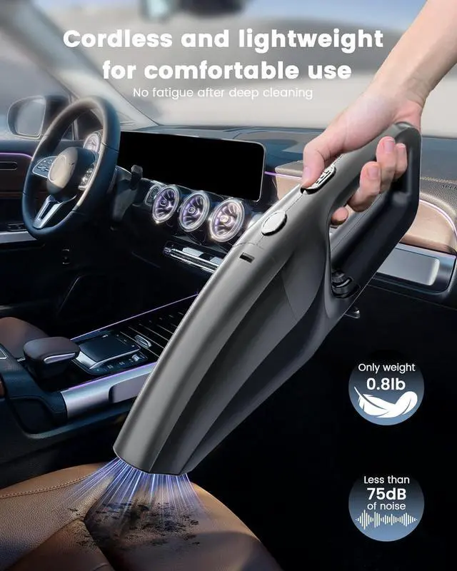 Alt view image 3 of 7 - Handheld Vacuum Cordless, Car Vacuums Powerful with Rechargeable Battery, Portable Hand Held Vacuum Cordless with Washable HEPA Filter, Mini Vacuums Kit for Men and Women