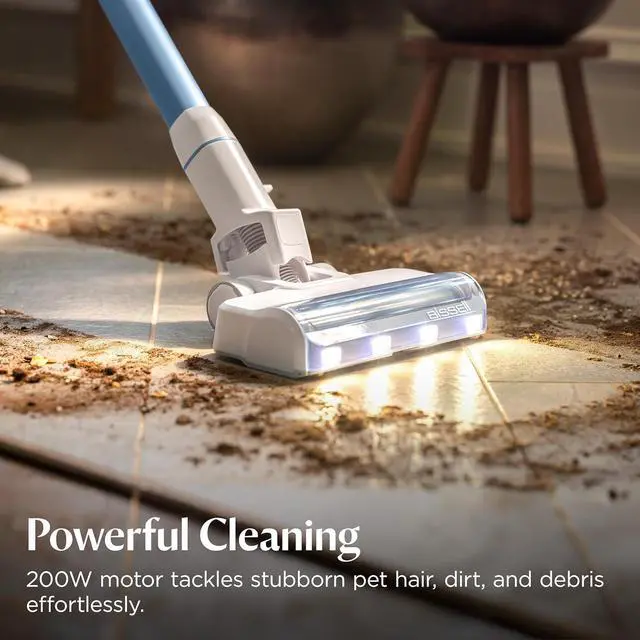 Alt view image 2 of 7 - Bissell PowerClean 200W Self-Standing Cordless Vacuum w/Tangle Free Brush Roll, Removeable Battery, Wall Mount, Upholstery Tool & Bright Headlights, 4173