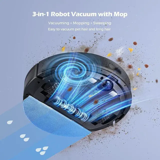 Alt view image 3 of 7 - Lubluelu Robot Vacuum and Mop Combo, 5500Pa Robot Vacuum Cleaner with LDS9.0 LiDAR Navigation, Self-Empties for 60 Days, No-Go Zones, WiFi/App/Alexa Control, Ideal for Hard Floors, Carpet (SL68 Plus)