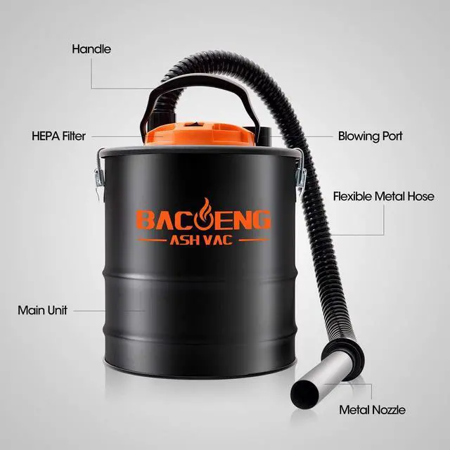Alt view image 3 of 7 - BACOENG Ash Vacuum for Pellet Stoves, 4 Gallon Ash Vac, Ash Vacuum Cleaner for Fireplaces, Wood Stove, Pellet Grill