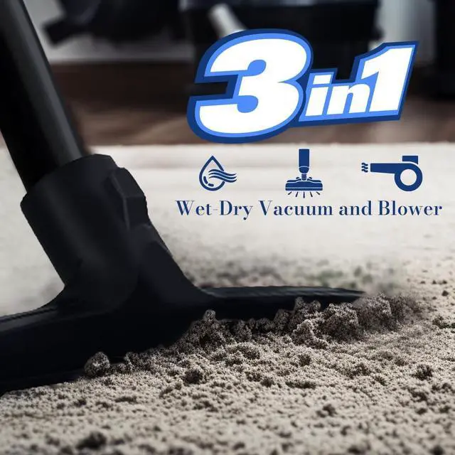 Alt view image 2 of 7 - Koblenz Wet Dry Vacuum Cleaner, 9.0 Gallon Tank, 5.0 HP Powerful Vacuum for Dry and Wet Messes, Vacuum Cleaner and Blower, Accessories Included, Black+Blue (WD-9 L212)