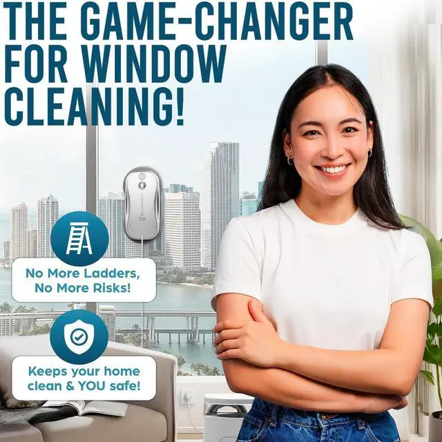 Alt view image 6 of 7 - SqueeGBot Window Cleaning Robot Ideal for Panoramic Windows, Tiles, Mirrors, Robot Windows Cleaner with Intelligent AI 5.0 Navigation, Electric Window Cleaner Water Spraying, up to 5300 Pa