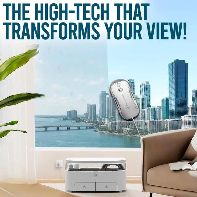 Alt view image 7 of 7 - SqueeGBot Window Cleaning Robot Ideal for Panoramic Windows, Tiles, Mirrors, Robot Windows Cleaner with Intelligent AI 5.0 Navigation, Electric Window Cleaner Water Spraying, up to 5300 Pa
