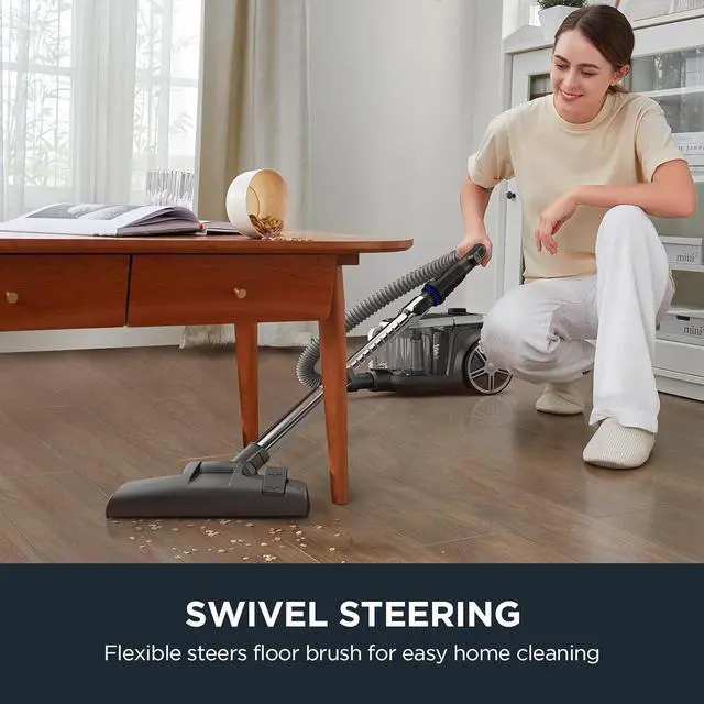 Alt view image 7 of 7 - Eureka Bagless Canister Vacuum Cleaner, Lightweight Vac for Carpets and Hard Floors, Silver with Black, NEN180