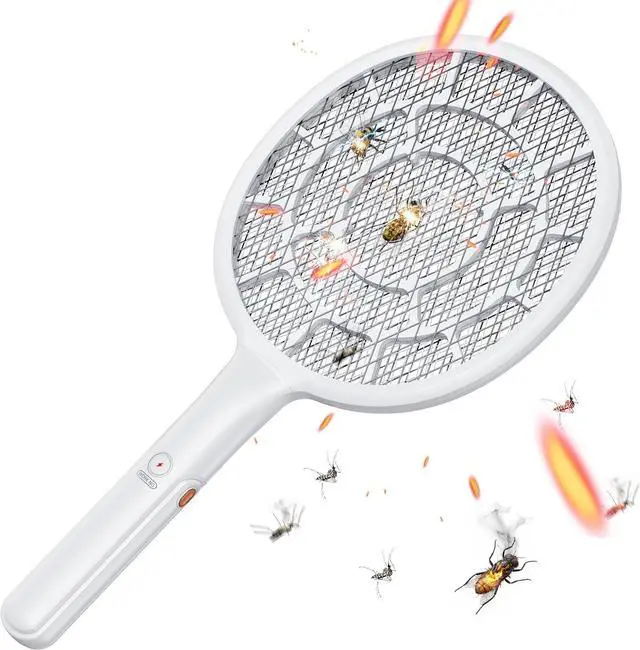 Main image of Electric Fly Swatter, Bug Zapper, Mosquito Zapper Racket | Gold Zone Voltage, Densest 3 mm Mesh, Apple-Like Weight - AA Battery Powered (not incl.) - Indoor & Outdoor Use with Pro Swat Tips