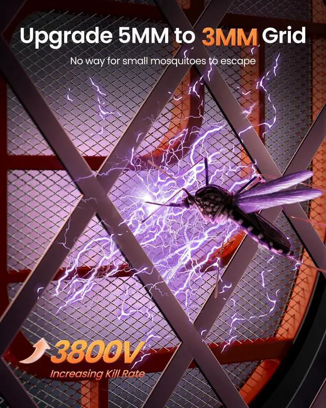 Alt view image 2 of 7 - GAIATOP Electric Fly Swatter, 3800V Battery Powered Handheld Fly Zapper, 3-Layer Protection Grid Bug Zapper Racket for Home Bedroom Kitchen Office Backyard Patio Indoor Outdoor