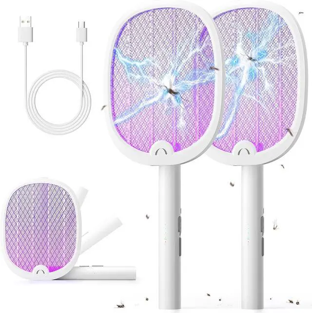 Main image of YISSVIC Electric Fly Swatter Foldable Bug Zapper Racket 2 in 1 Mosquito Killer with Purple Attractant Light Rechargeable 1800mAh for Indoor Home Backyard Patio Camping