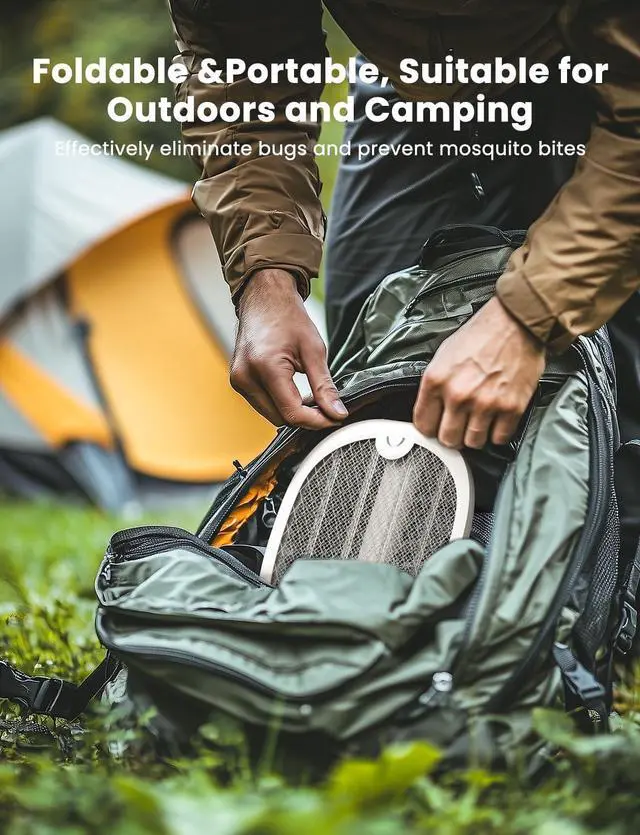 Alt view image 7 of 7 - YISSVIC Electric Fly Swatter Foldable Bug Zapper Racket 2 in 1 Mosquito Killer with Purple Attractant Light Rechargeable 1800mAh for Indoor Home Backyard Patio Camping