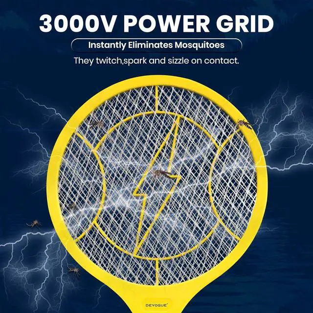 Alt view image 2 of 7 - DEVOGUE® Pack of 2 Electric Fly Swatter Bug Zapper Operated with 2 * AA Batteries Flies Killer Indoor & Outdoor Pest Control Mosquito Zapper and Insect Catcher Racket (Packing May Varies)