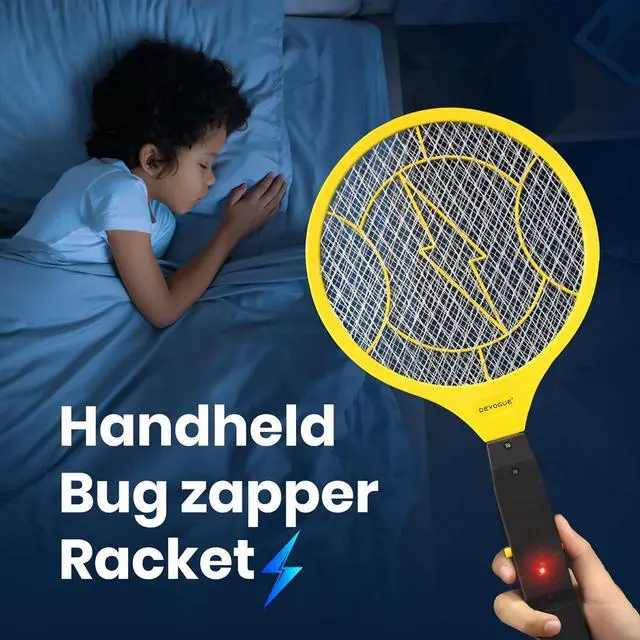 Alt view image 6 of 7 - DEVOGUE® Pack of 2 Electric Fly Swatter Bug Zapper Operated with 2 * AA Batteries Flies Killer Indoor & Outdoor Pest Control Mosquito Zapper and Insect Catcher Racket (Packing May Varies)