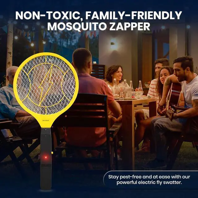 Alt view image 7 of 7 - DEVOGUE® Pack of 2 Electric Fly Swatter Bug Zapper Operated with 2 * AA Batteries Flies Killer Indoor & Outdoor Pest Control Mosquito Zapper and Insect Catcher Racket (Packing May Varies)