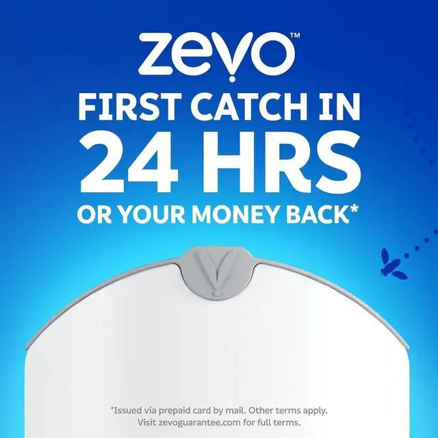 Alt view image 7 of 7 - Zevo 2 Flying Insect Traps & 2 Refill Cartridges - Plug in Fly Trap & Indoor Bug Catcher for Gnats, House & Fruit Flies - Blue & UV Light Technology, Mess-Free Alternative to Bug Zapper