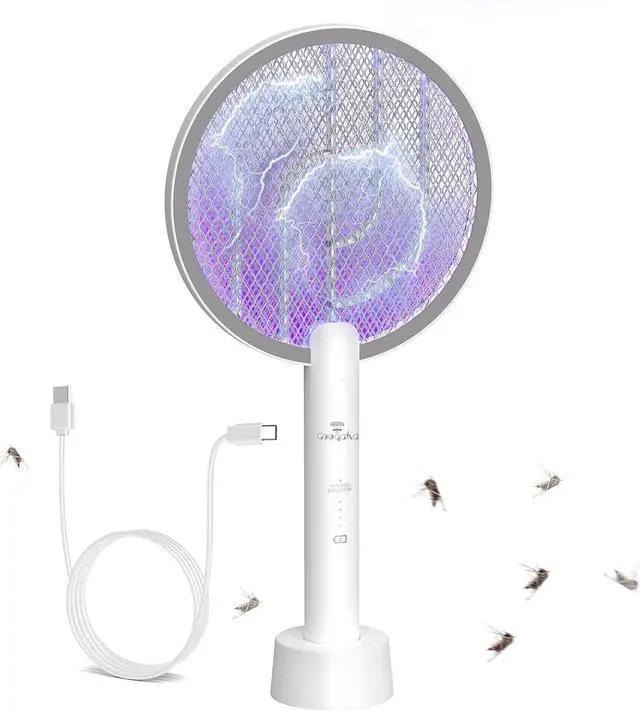Main image of Bug Zapper Racket, 2 in 1 Electric Fly Zapper USB Rechargeable, 4000V Electric Fly Swatter with 3 Layer Safety Mesh, Indoor Outdoor Electric Racket for Kitchen, Bedroom, Camping