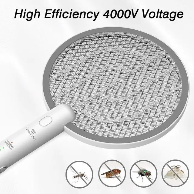 Alt view image 2 of 7 - Bug Zapper Racket, 2 in 1 Electric Fly Zapper USB Rechargeable, 4000V Electric Fly Swatter with 3 Layer Safety Mesh, Indoor Outdoor Electric Racket for Kitchen, Bedroom, Camping