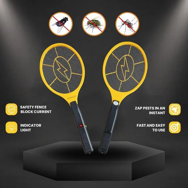 Alt view image 3 of 6 - DEVOGUE® Pack of 2 Electric Fly Swatter Bug Zapper Battery Operated Flies Killer Indoor & Outdoor Pest Control Mosquito Zapper and Insect Catcher Racket (Packing May Vary)