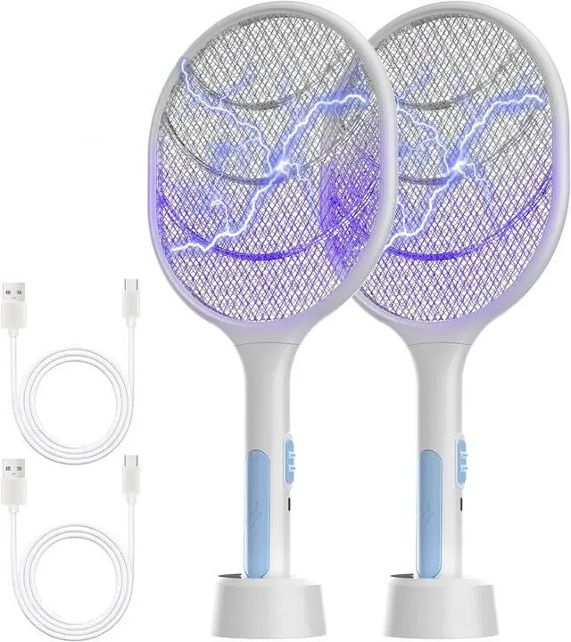 Main image of Bug Zapper 2 Pack, VANELC Electric Fly Swatter Racket Fly Zapper, 3000 Volt USB Rechargeable Fly Trap Mosquito Zapper Pest Insects Control for Home, Kitchen, Office, Outdoor