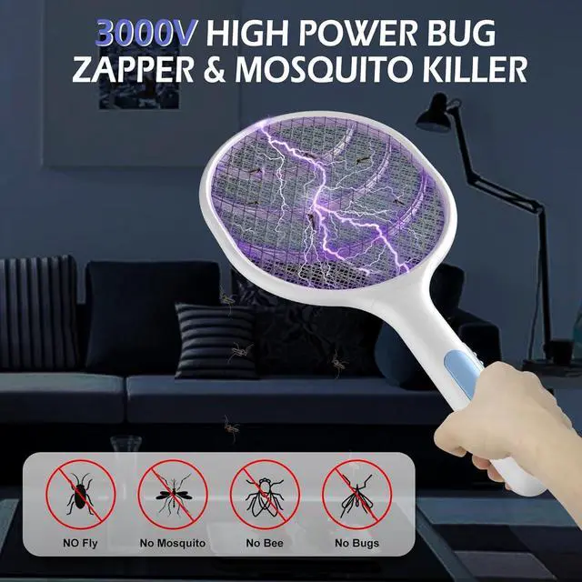 Alt view image 2 of 7 - Bug Zapper 2 Pack, VANELC Electric Fly Swatter Racket Fly Zapper, 3000 Volt USB Rechargeable Fly Trap Mosquito Zapper Pest Insects Control for Home, Kitchen, Office, Outdoor