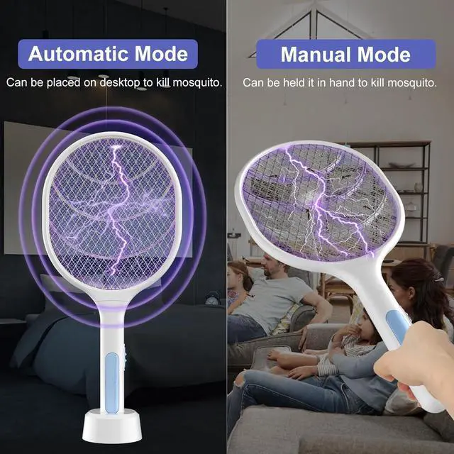 Alt view image 5 of 7 - Bug Zapper 2 Pack, VANELC Electric Fly Swatter Racket Fly Zapper, 3000 Volt USB Rechargeable Fly Trap Mosquito Zapper Pest Insects Control for Home, Kitchen, Office, Outdoor