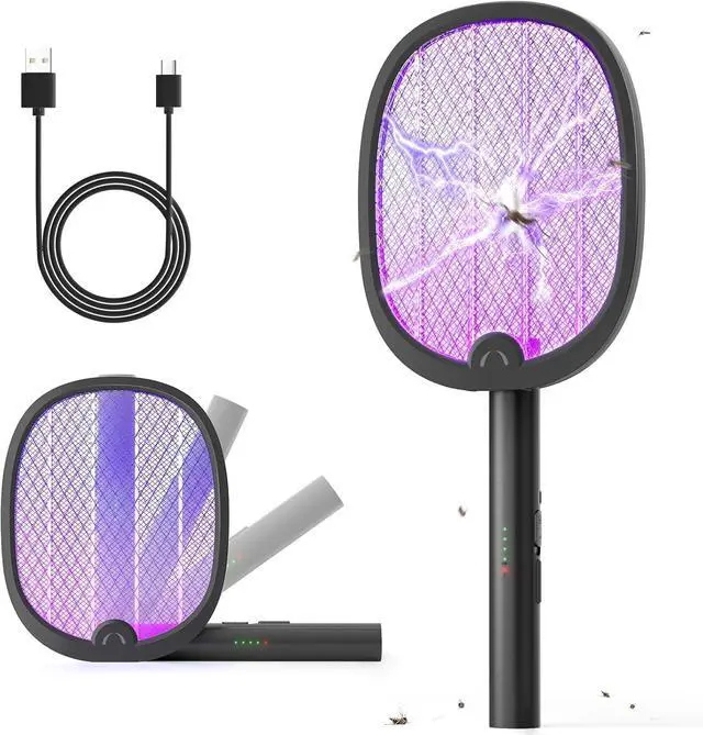 Main image of YISSVIC Electric Fly Swatter Foldable Bug Zapper Racket 2 in 1 Mosquito Killer with Purple Attractant Light Rechargeable 1800mAh for Indoor Home Backyard Patio Camping