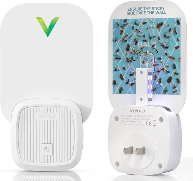 Main image of VEYOFLY Fly Catcher Indoor, Fly Trap Indoor, (1 Device + 3 Refills) Fruit Fly Traps for Indoors, Gnat Traps for House Indoor, Bug Killer, Fly Trap, Plug in Light Flying Insect Trap