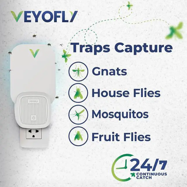 Alt view image 2 of 7 - VEYOFLY Fly Catcher Indoor, Fly Trap Indoor, (1 Device + 3 Refills) Fruit Fly Traps for Indoors, Gnat Traps for House Indoor, Bug Killer, Fly Trap, Plug in Light Flying Insect Trap