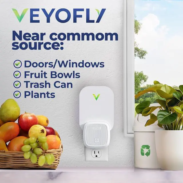 Alt view image 3 of 7 - VEYOFLY Fly Catcher Indoor, Fly Trap Indoor, (1 Device + 3 Refills) Fruit Fly Traps for Indoors, Gnat Traps for House Indoor, Bug Killer, Fly Trap, Plug in Light Flying Insect Trap
