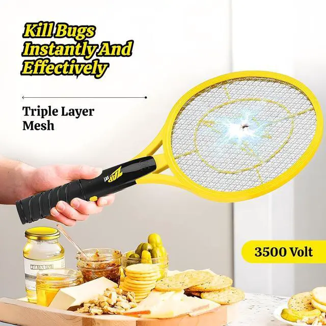 Alt view image 4 of 7 - ZAP IT! Electric Fly Swatter Racket - 3,500 Volt Bug Zapper Racket - Battery-Powered Fly Zapper and Mosquito Racquet Zappers with AA Batteries Included - Lightweight and Compact for Indoors or Outdoor