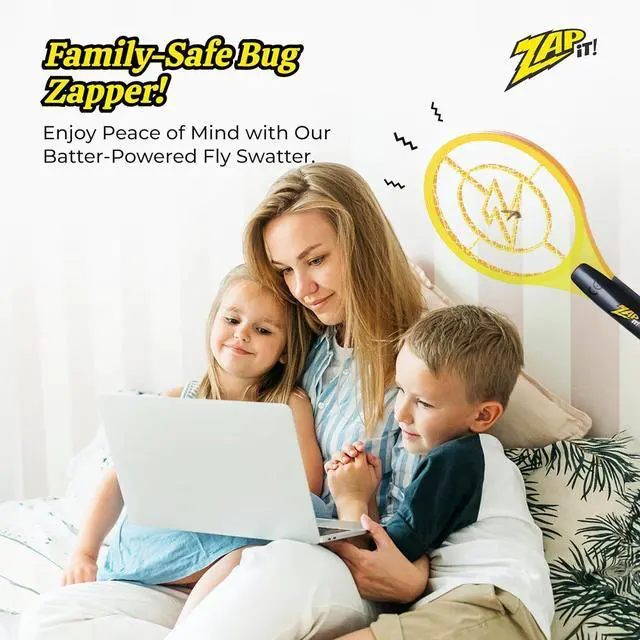 Alt view image 5 of 7 - ZAP IT! Electric Fly Swatter Racket - 3,500 Volt Bug Zapper Racket - Battery-Powered Fly Zapper and Mosquito Racquet Zappers with AA Batteries Included - Lightweight and Compact for Indoors or Outdoor