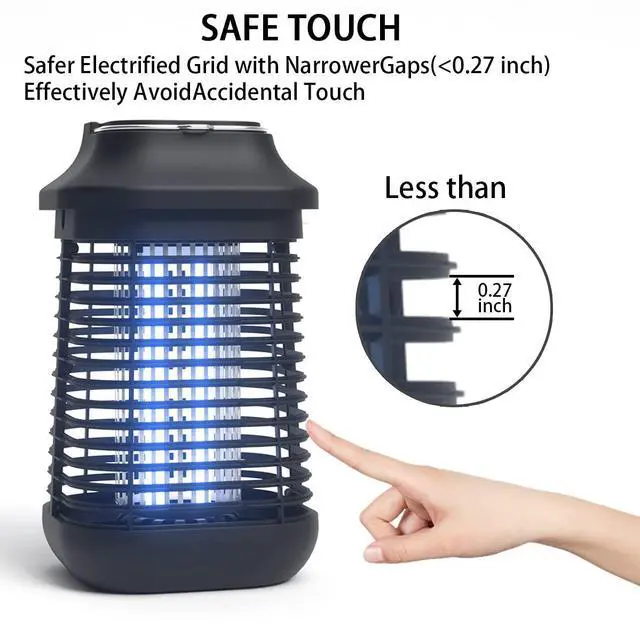 Alt view image 2 of 7 - Bug Zapper Outdoor/Indoor,Mosquito Zapper 4200V High Powered Waterproof Electronic Mosquito Killer,15W UVA Mosquito Lamp Bulb,Fly Traps Patio Insects Killer,Trap Killer for Home,Kitchen, Backyard