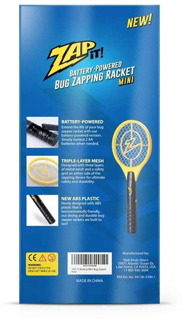 Alt view image 7 of 7 - ZAP IT! Electric Fly Swatter Racket - 3,500 Volt Bug Zapper Racket - Battery-Powered Fly Zapper and Mosquito Racquet Zappers with AA Batteries Included - Lightweight and Compact for Indoors or Outdoor