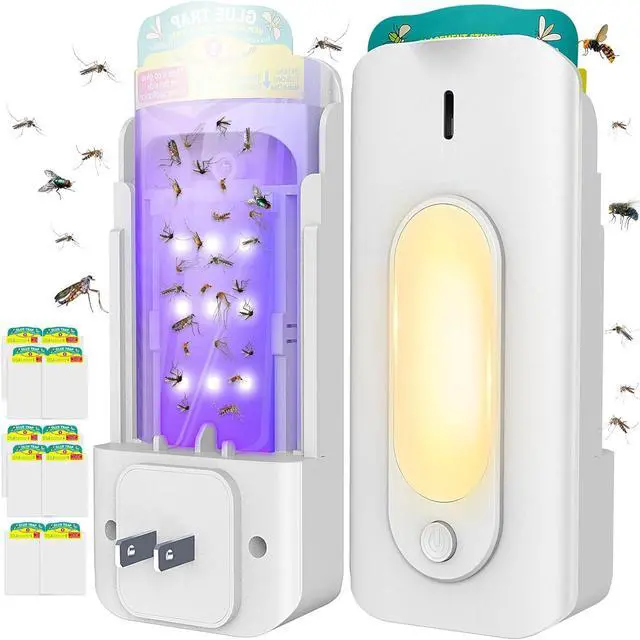 Main image of Fruit Fly Trap for Indoors with 10 Refills, 2 in 1 Fly Trap Indoor with Night Light for Home, Gnat Traps for House Indoor, Plug-in Insect Trap for Gnats, Flies, Moths, and Other Bugs-White
