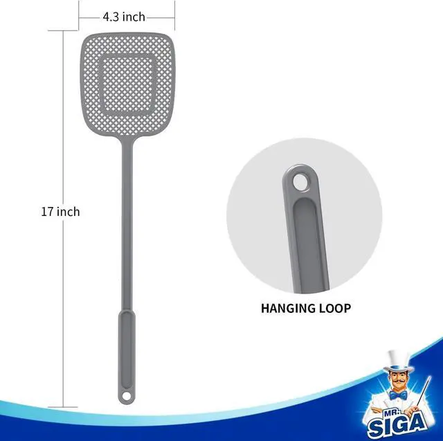 Alt view image 3 of 7 - MR.SIGA Heavy Duty Long Handle Fly Swatter, Gray, 6 Pack
