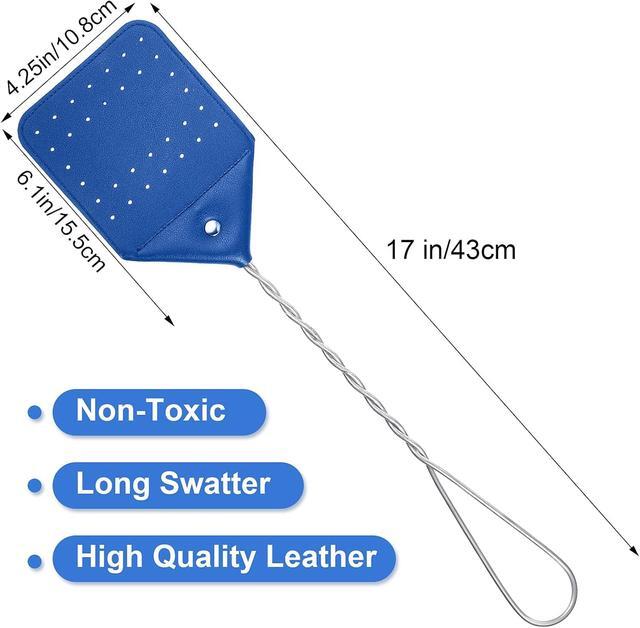 Fly Swatters Leather Flyswatter Manual Heavy Duty Fly Swatter With Long Wood Handle Wasp Swatter