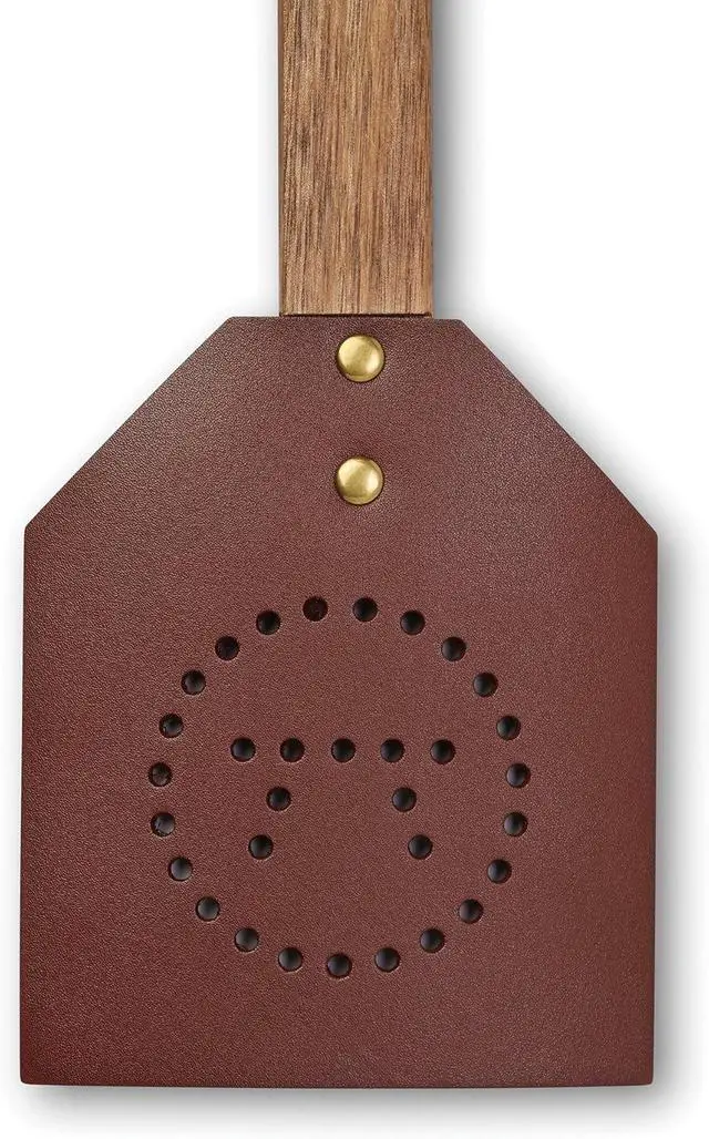 Alt view image 7 of 7 - Outset 76616 Acacia Wood and Leather Amish-Style Fly Swatter, 17.5", Brown