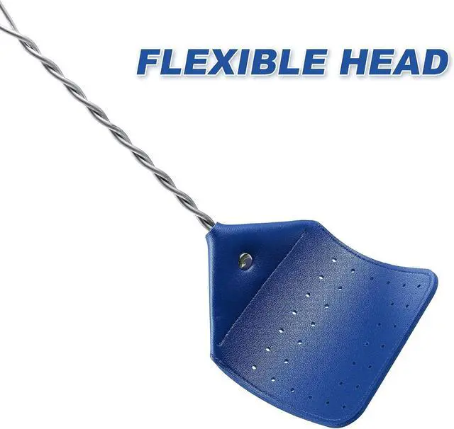 Alt view image 3 of 7 - Zopeal 4 Pcs Sturdy Leather Fly Swatter 17 Inch Long Handle Manual Swat Heavy Duty Metal Handle Flyswatter Rustic Fly Swatter for Indoor Outdoor(Royal Blue, Black, Khaki, Dark Brown)