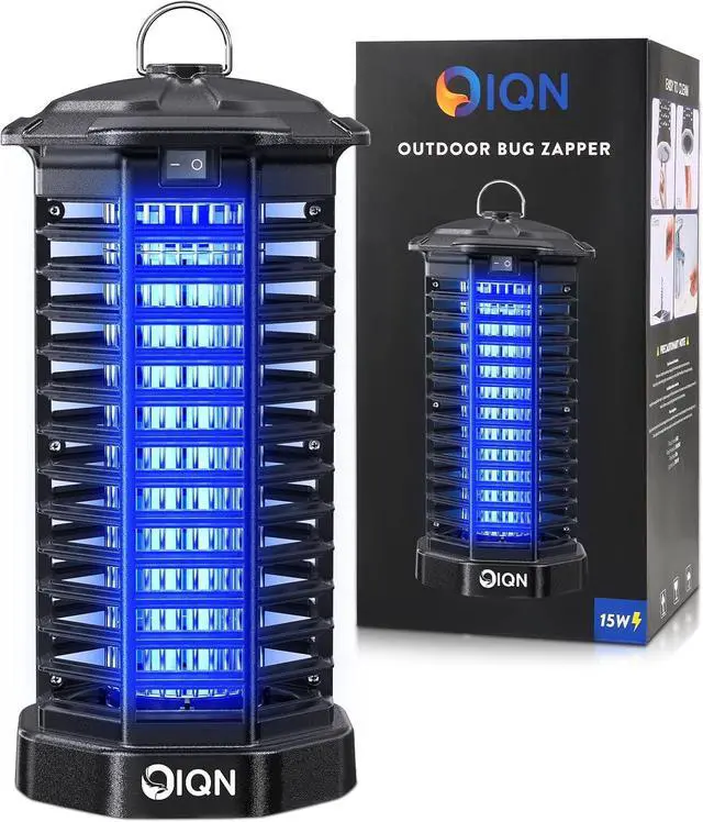 Alt view image 6 of 7 - Bug Zapper Outdoor, Plug in Electric Mosquito Fly Zapper w/ 15W Light & 4200V Grid & on/Off Switch, Mosquito Traps & Killer for Indoor, Kitchen, Patio, Backyard and More (Black)