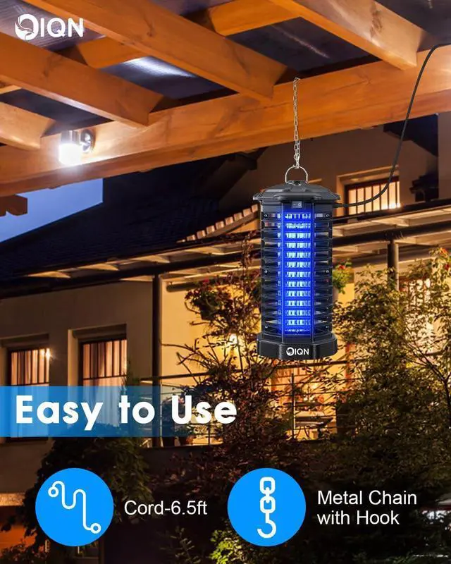 Alt view image 7 of 7 - Bug Zapper Outdoor, Plug in Electric Mosquito Fly Zapper w/ 15W Light & 4200V Grid & on/Off Switch, Mosquito Traps & Killer for Indoor, Kitchen, Patio, Backyard and More (Black)