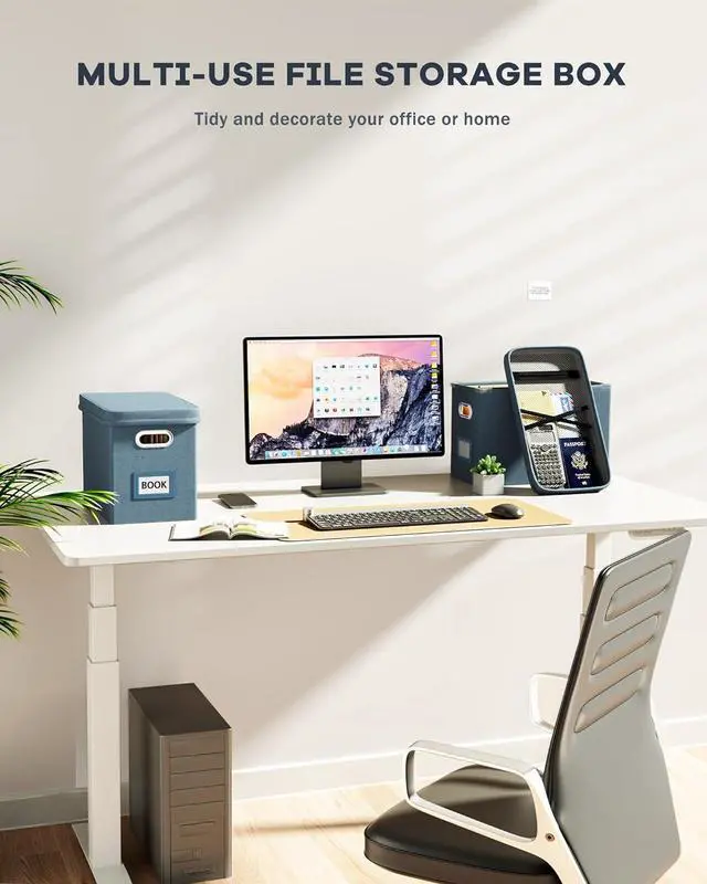 Alt view image 6 of 7 - Oterri File Organizer Box with Lid, Hanging Filing File Box with Mesh Pocket, Document Organizer Box for Letter Files, Portable Storage Box with Smooth Sliding Rail for Office&Home (1 PCS, Dark-blue)