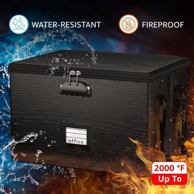 Alt view image 3 of 7 - Fireproof Document Box File Organizer - Portable Locking Filing Storage Box with Handle Waterproof for Hanging Letter/Legal Folder Important Document