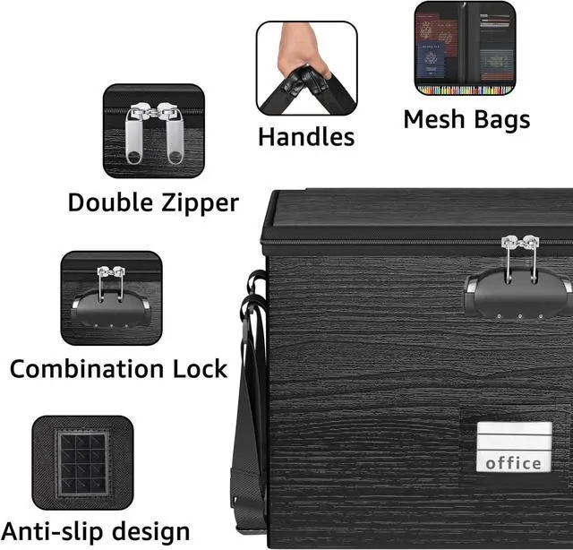 Alt view image 5 of 7 - Fireproof Document Box File Organizer - Portable Locking Filing Storage Box with Handle Waterproof for Hanging Letter/Legal Folder Important Document