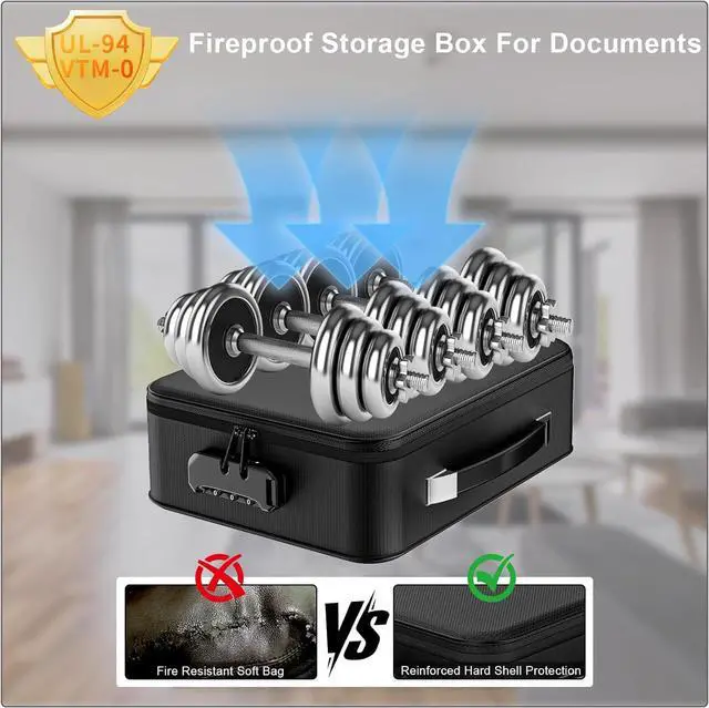 Alt view image 3 of 7 - Fireproof Document Box With Combination Lock,Hard Case File Organizer Heat Insulated And Waterproof,Portable Home Travel Safe Storage Box For Important Documents Laptop,Files More