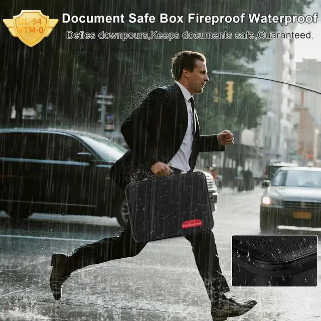 Alt view image 4 of 7 - Fireproof Document Box With Combination Lock,Hard Case File Organizer Heat Insulated And Waterproof,Portable Home Travel Safe Storage Box For Important Documents Laptop,Files More