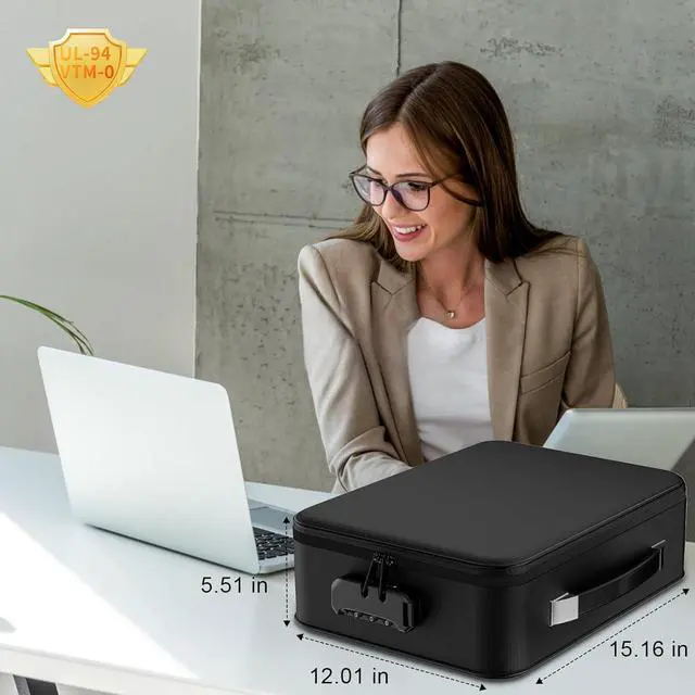 Alt view image 7 of 7 - Fireproof Document Box With Combination Lock,Hard Case File Organizer Heat Insulated And Waterproof,Portable Home Travel Safe Storage Box For Important Documents Laptop,Files More