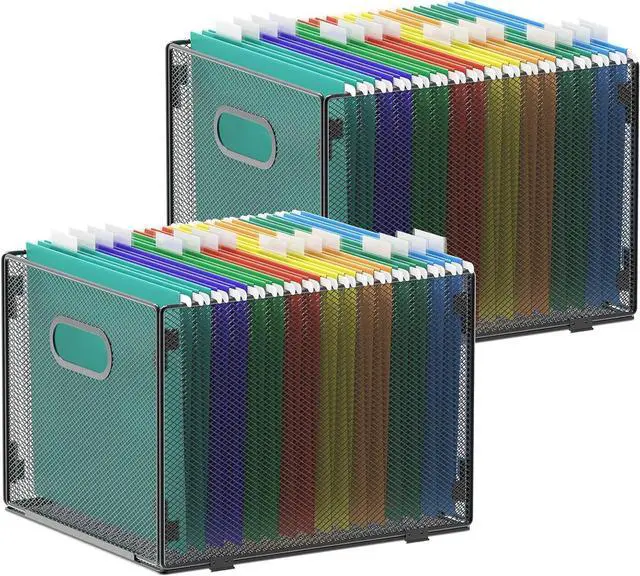 Main image of Samstar 2 Pack Hanging File Organizer, Mesh File Folder Box Filing Box File Cabinet Organizer Storage Boxes, Letter Size