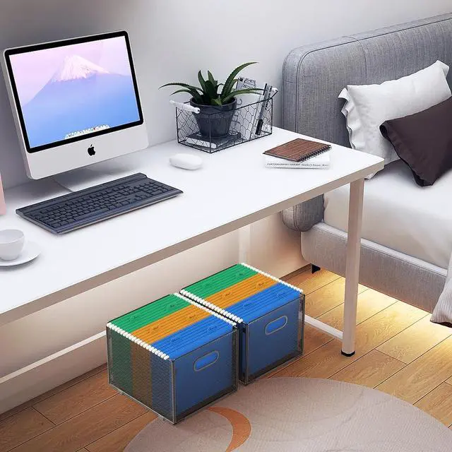 Alt view image 5 of 5 - Samstar 2 Pack Hanging File Organizer, Mesh File Folder Box Filing Box File Cabinet Organizer Storage Boxes, Letter Size