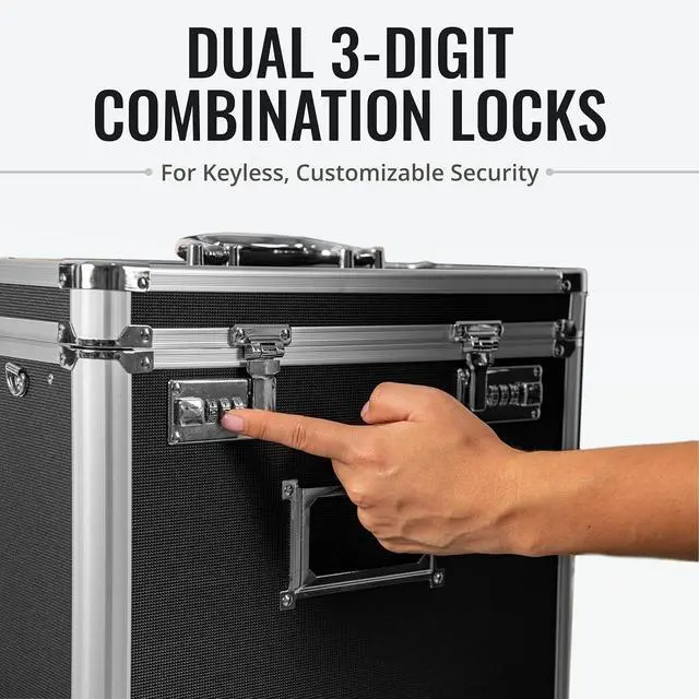 Alt view image 5 of 7 - Vaultz File Organizer Storage Box - 14 x 7 x 12.19 Inch Letter Size, Portable Locking Storage Totes with Dual Combination Locks for Filing Office Documents - Black