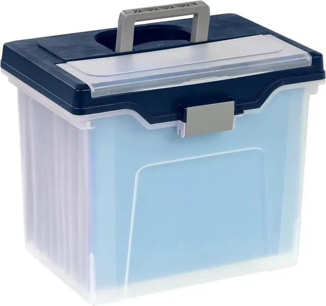 Main image of Office Depot Large Mobile File Box, Letter Size, 11 5/8in.H x 13 3/6in.W x 10in.D, Clear/Blue, 110988