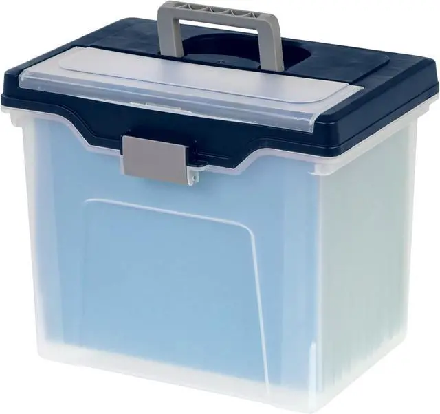 Alt view image 2 of 5 - Office Depot Large Mobile File Box, Letter Size, 11 5/8in.H x 13 3/6in.W x 10in.D, Clear/Blue, 110988
