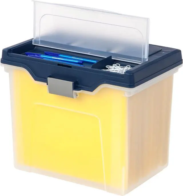 Alt view image 4 of 5 - Office Depot Large Mobile File Box, Letter Size, 11 5/8in.H x 13 3/6in.W x 10in.D, Clear/Blue, 110988